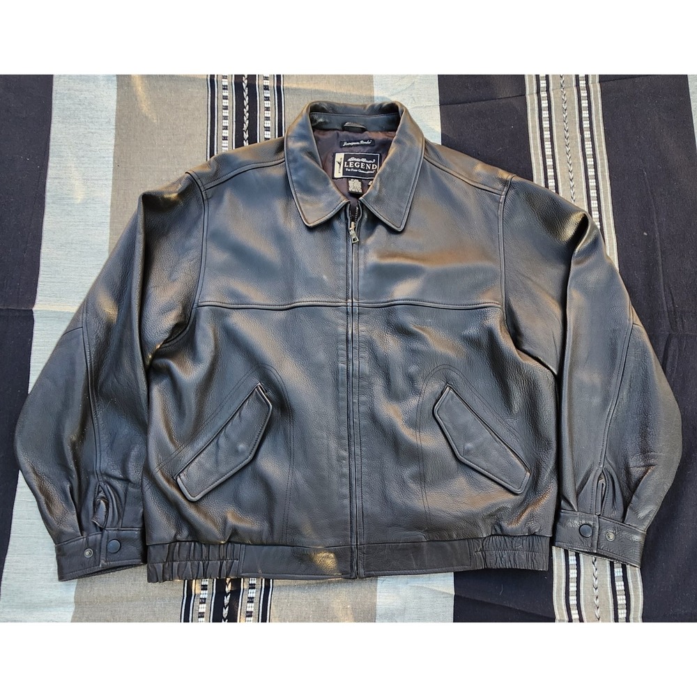 Eddie Bauer Legend Journeyman Bomber Leather Jacket‎ Men's Size XL Black